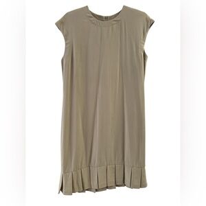 Vintage made in USA tan midi dress with ruffles